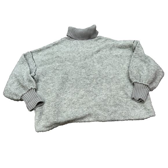 Free People Milo Pullover Grey Tight Knit Cowl Neck Oversized Sweater Size L - Picture 3 of 10